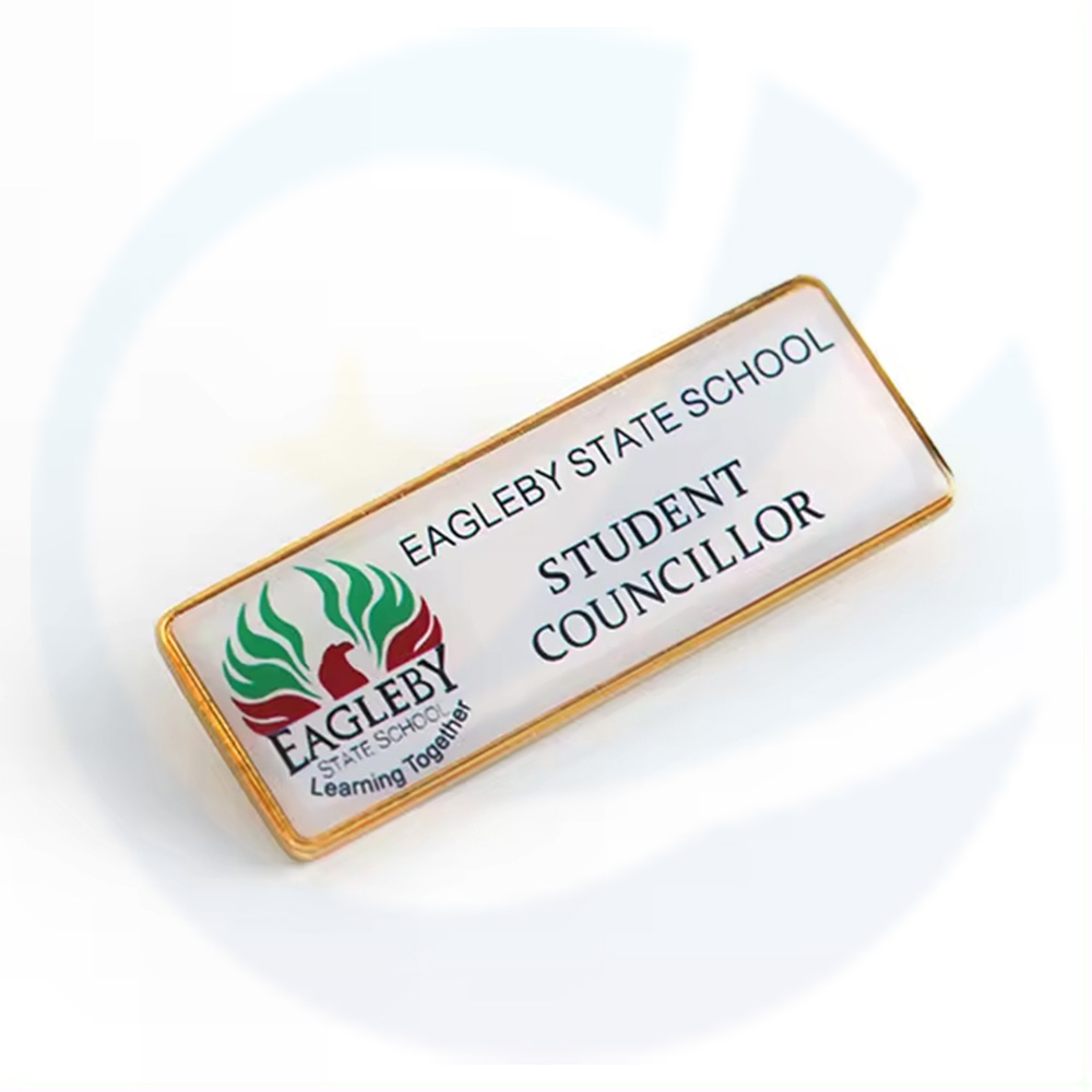 Custom Cheap Stock Mould Silk screen printing Logo Metal School Office Jacket Printed Pin Badge Name Badge