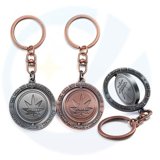Vintage Antique Silver Copper 360 Degree Spinner 3D Keychaines