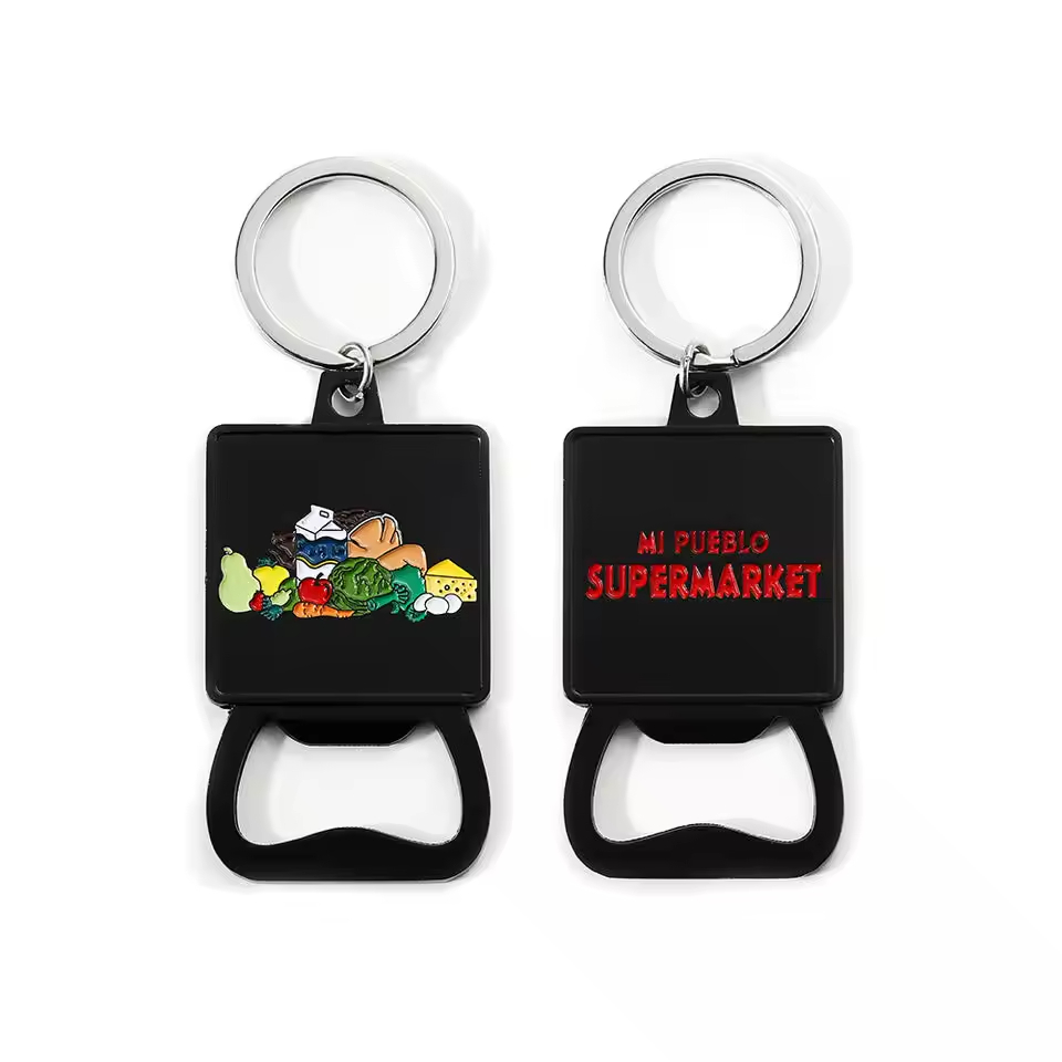 Engraveable Logo Metal Custom Keyholder Key Ring Beer Key Chain Bottle Opener 