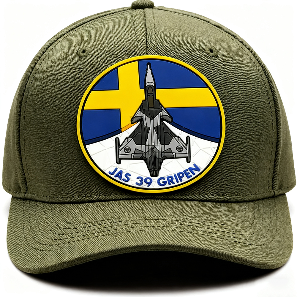 Custom Swedish Aviation Unit PVC Patch 3D Rubber Label with Hook Fastener
