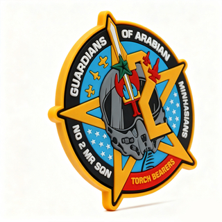 Custom Arabian Aviation PVC Patch Factory Direct 3D Soft Rubber Logo Badge with Hook Loop Fastening