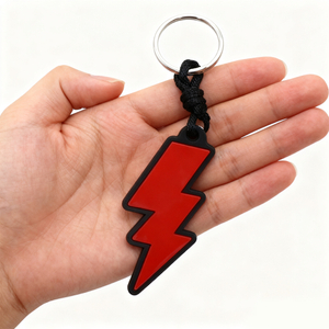 Custom Lightning Shaped Soft PVC Keychain Personalized Rubber Key Ring Logo Charm for Gifts and Branding