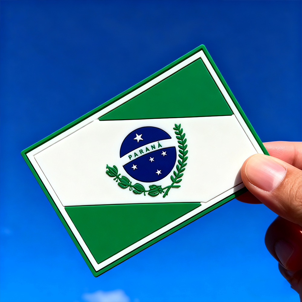 Brazil Parana State Flag PVC Patch 3D Rubber Badge with Hook and Loop Backing