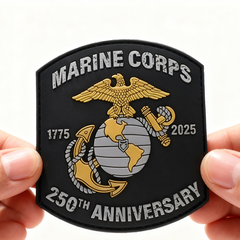 Custom United States Heritage Marine PVC Patch Factory Direct 3D Soft Rubber Emblem with Velcro Backing