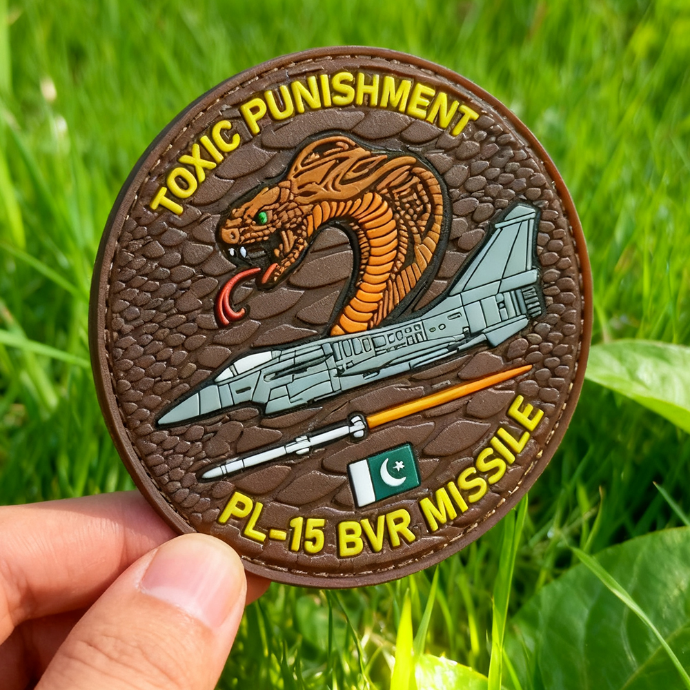 Custom Pakistan F-16 Fighter Unit PL-15 Missile 2D PVC Patch Durable Rubber Emblem Hook and Loop Badge