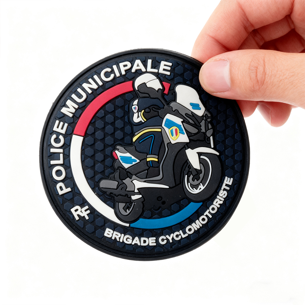 Custom 3D PVC Motorcycle Club Patch Soft Rubber Badge with Hook and Loop Backing for Jackets Bags and Rider Gear