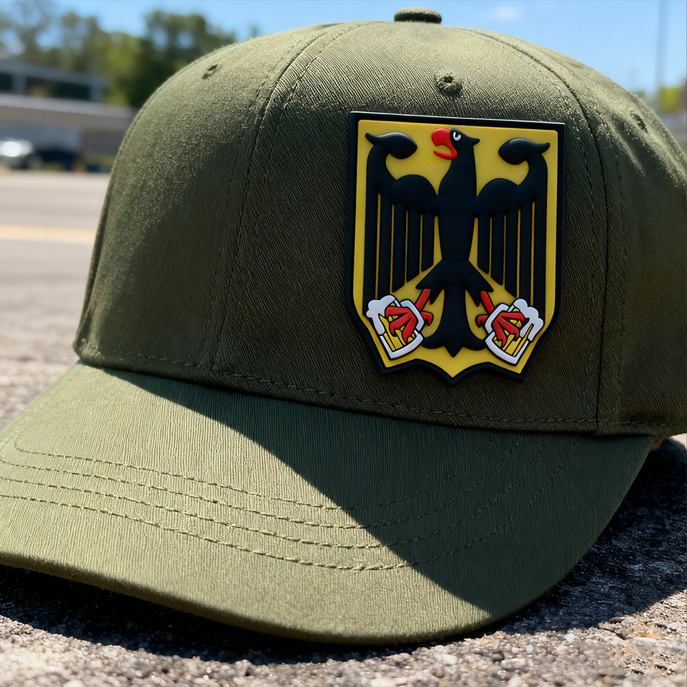 Custom Germany 3D Rubber Patch “BIERADLER” Soft PVC Embossed Eagle Beer Logo Badge Hook and Loop Patch for Jackets Bags