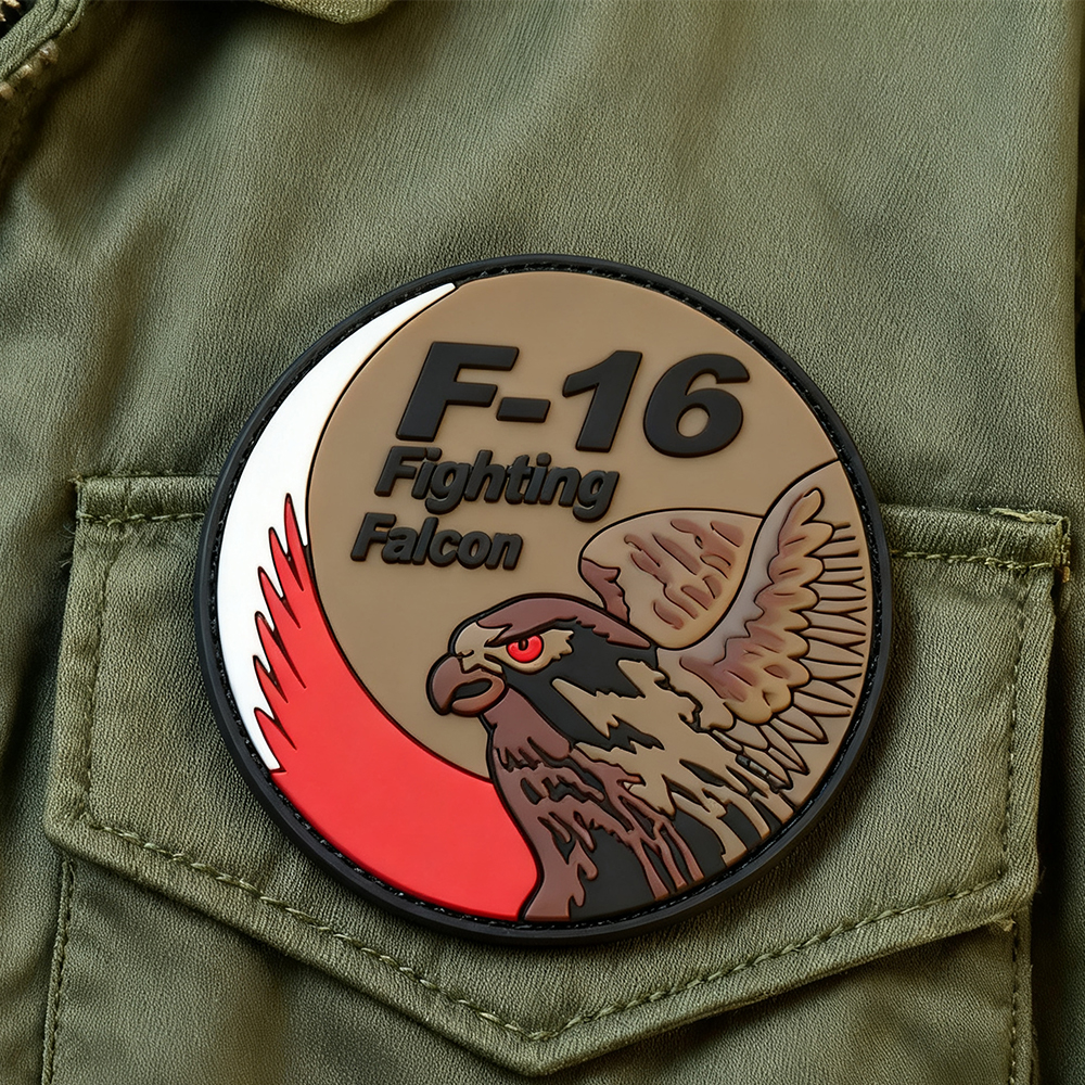 Custom Bahrain F-16 Falcon 3D PVC Patch | Soft Rubber Flight Squadron Emblem for Jackets & Bags