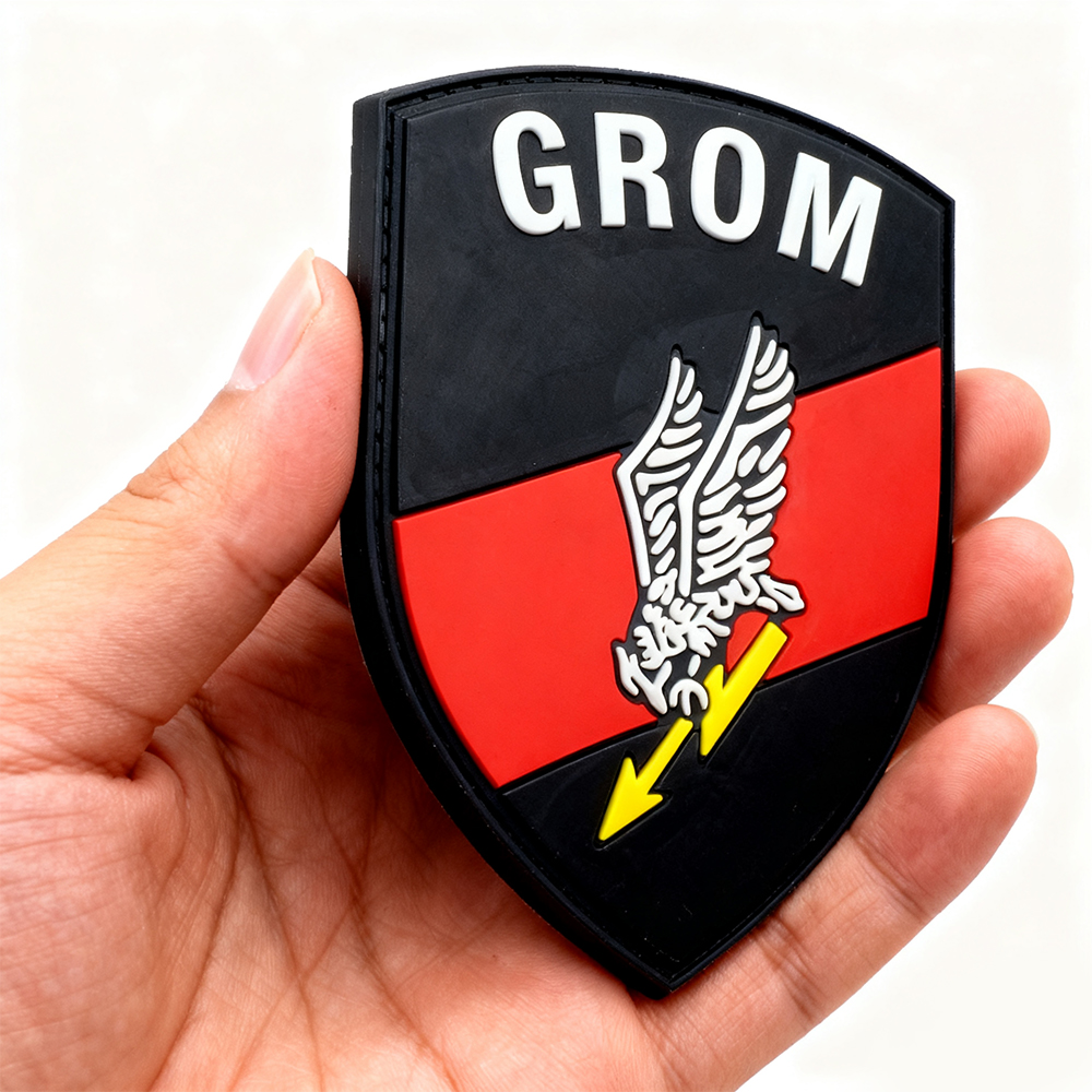 Polish GROM Style PVC Patch | Custom 3D Rubber Emblem for Jackets and Airsoft Gear