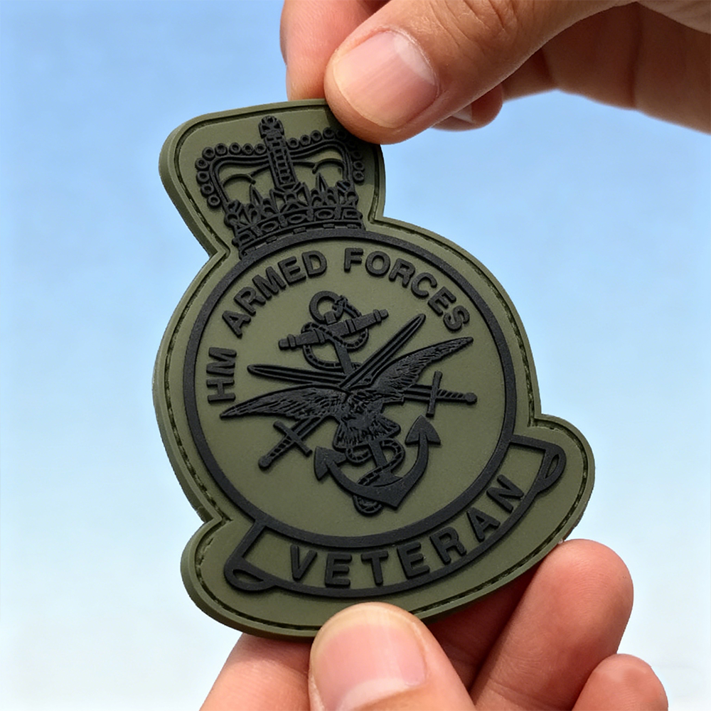 British Veterans PVC Emblem – Weatherproof Rubber Patch with Hook & Loop for Outdoor Packs and Apparel