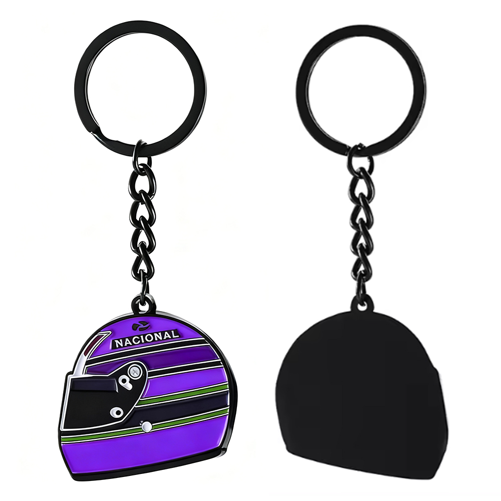 Customized Soft Enamel 2D Helmet Black Metal Keychain Fashion Motorcycle Key Ring Logo Gift