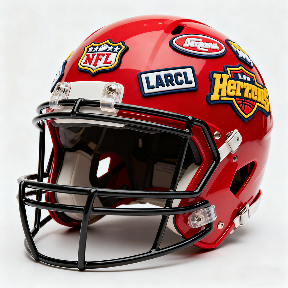 3D Soft PVC Bumper Factory Baseball Football Softball 3D Front Back Bumper PVC Decals Sticker PVC Logo Helmet