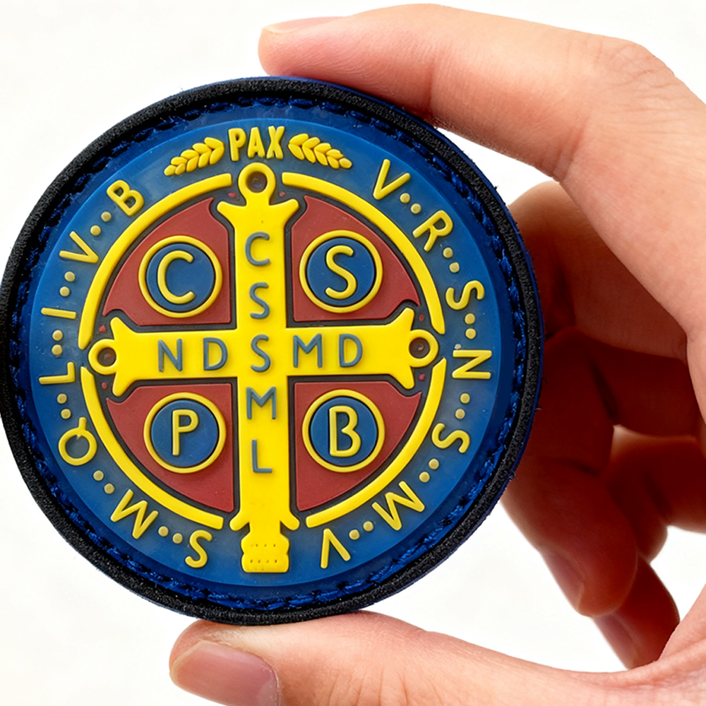 Personalized Saint Benedict Medal Custom Design Metal or PVC Keychain Pendant Religious Token