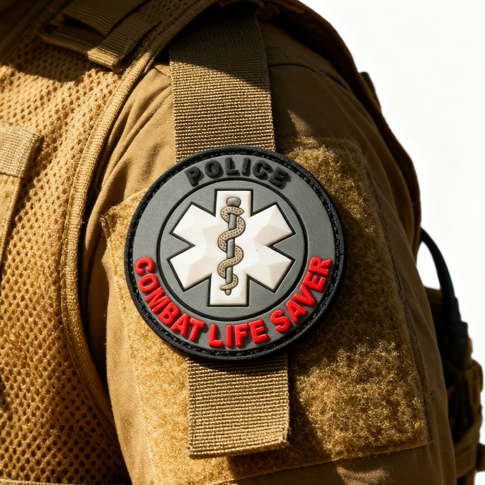 Custom Combat Life Saver PVC Patch 3D Rubber Medical Rescue Patch Hook Loop Logo Patch for Clothing and Outdoor Gear