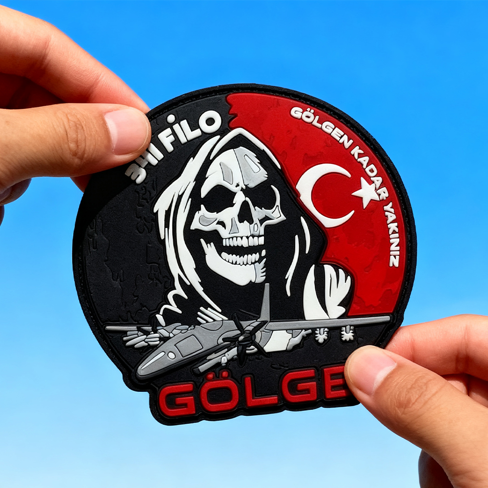 Turkish Reaper Wings Aviation PVC Patch – Fighter Jet 3D Rubber Emblem