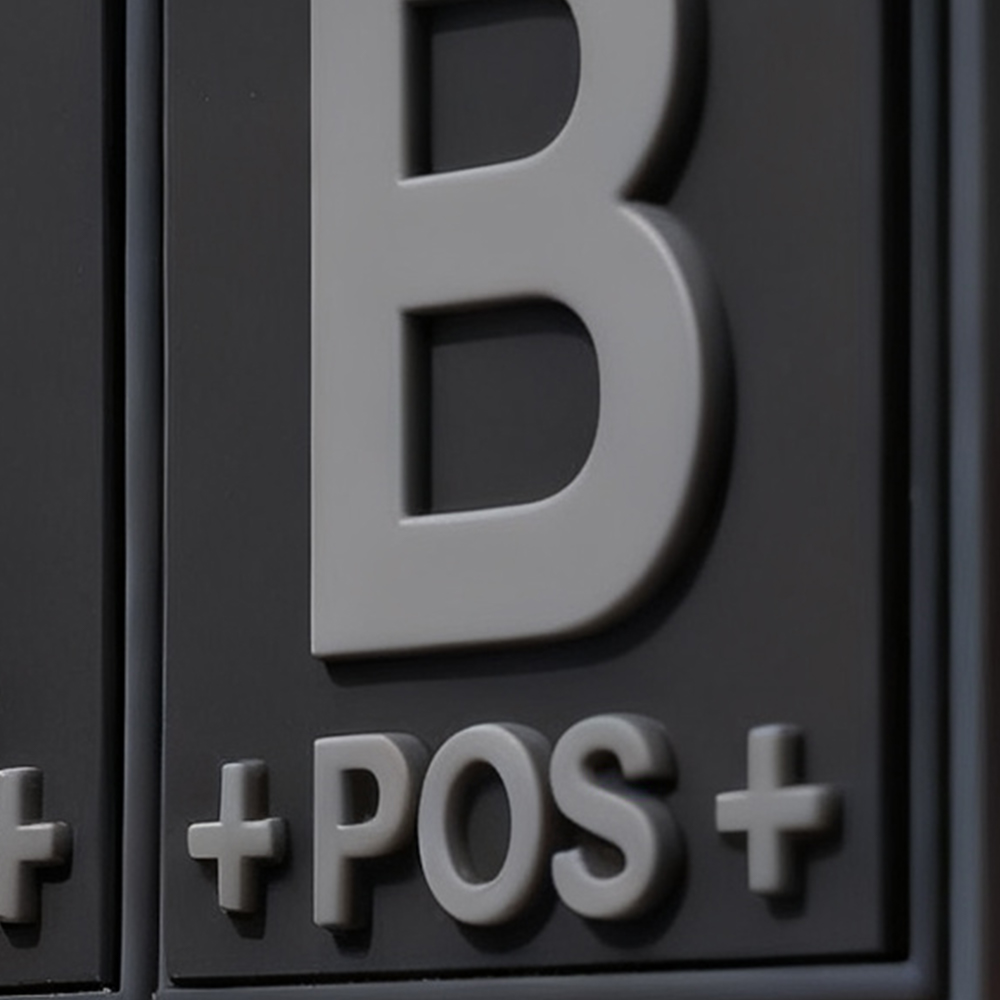 Custom Black Blood Type PVC Patch 3D Soft Rubber Badge Personalized Embossed PVC Label for Jackets Bags and Outdoor Gear