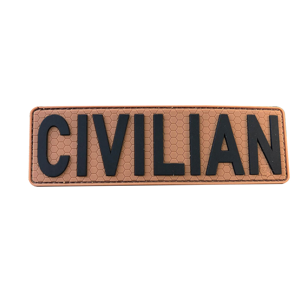 Custom CIVILIAN Patch Glow in the Dark 3D Soft PVC Rubber Patch Night Reflective Emblem Badge for Jackets Bags and Hats