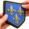 Custom French Blue Shield PVC Badge with Nylon Buckle Soft Rubber Emblem for Bags Jackets Outdoor Gear