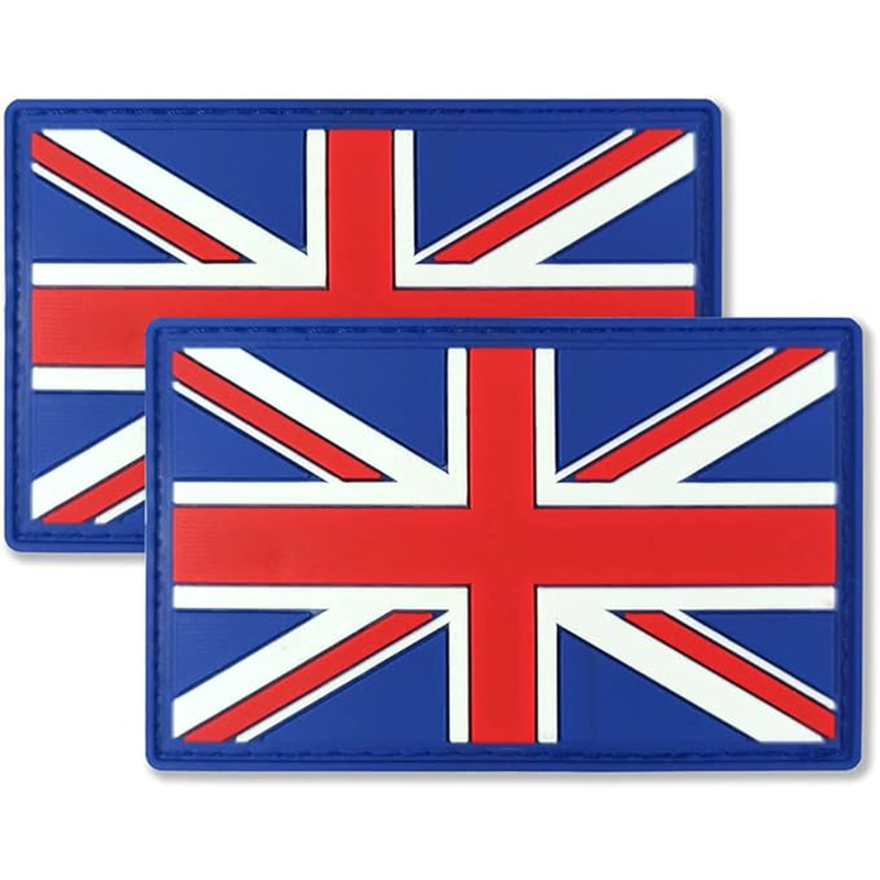 Custom United Kingdom Flag PVC Patch 3D Embossed Union Jack Rubber Label Soft PVC Badge for Jackets Backpacks and Clothing