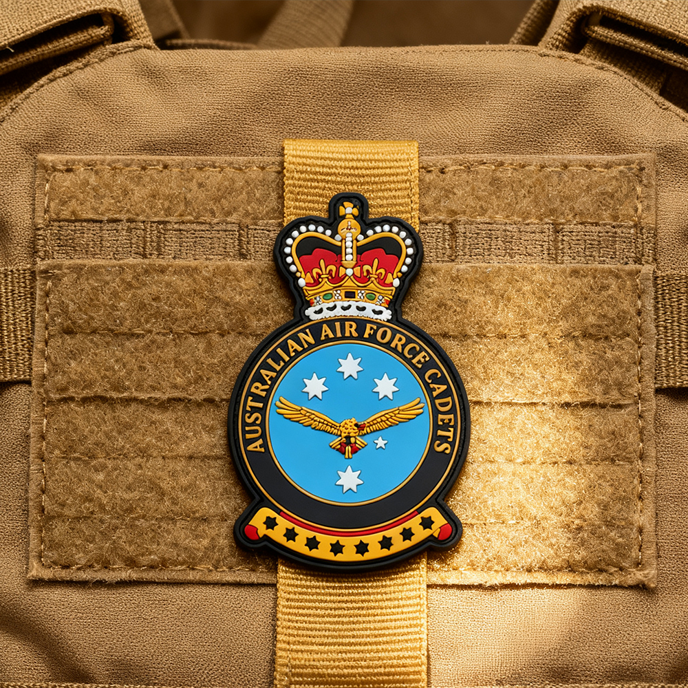 Custom Australian Cadets PVC Patch 3D Soft Rubber Emblem with Hook and Loop Backing for Jackets and Bags