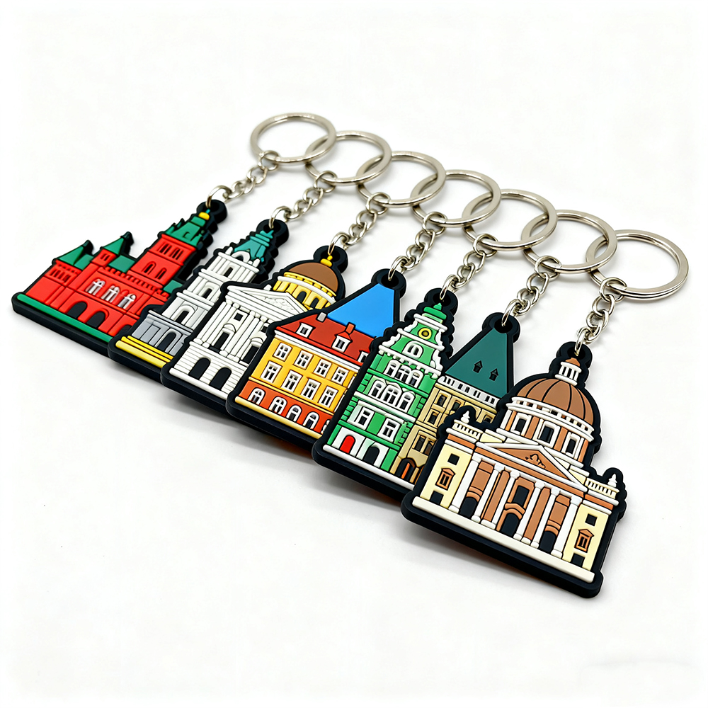 2D Pvc Rubber European One Piece Creative British Red Bus Big Ben Pendant Keychain London Phone Box Souvenir Keychains Rings