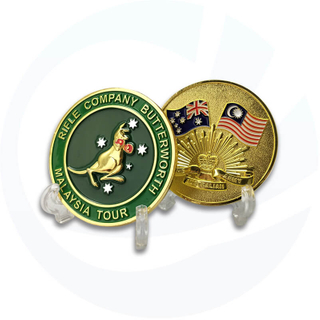 brass large green Challenge Coin