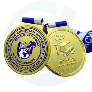Metal crafts customized game sports events plain 2D 3D blank university school graduate honor plating gold medal