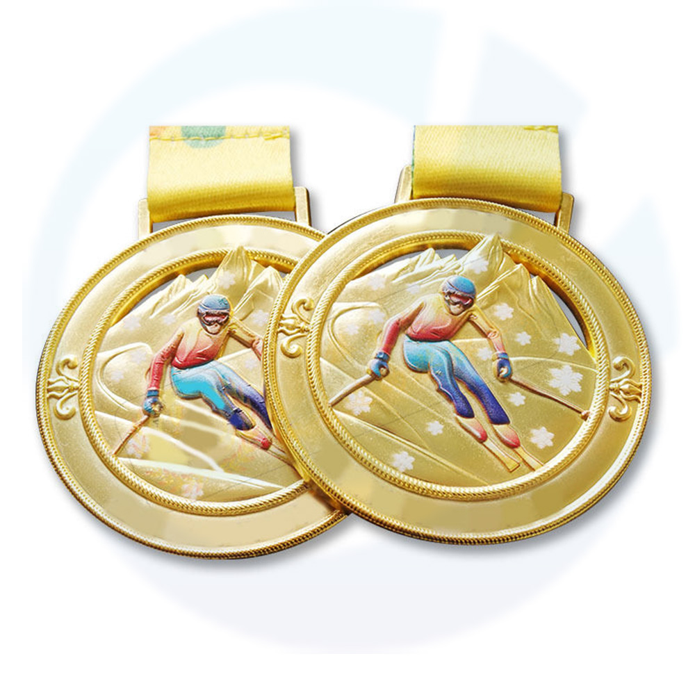 No Minimum Custom Logo Ribbon Souvenir Gold Sport Medal Metal Racing Skating Medals