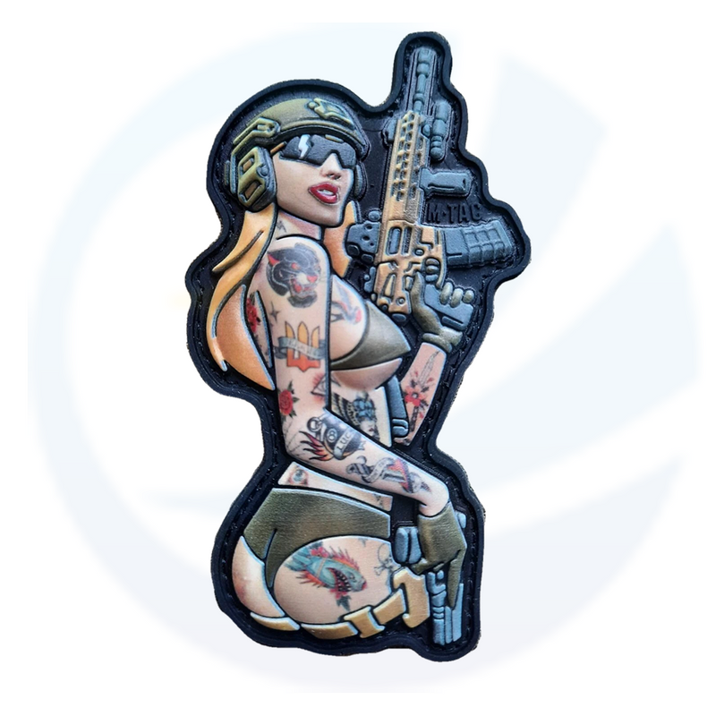 Sexy Pin up Tactical Girl PVC 3D Morale Patch Ukraine Military Army Badge Hook