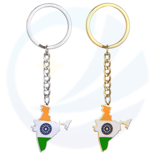 India Flag India Map Pendant Metal Rubber PVC Key Chain Punjabi Keyring