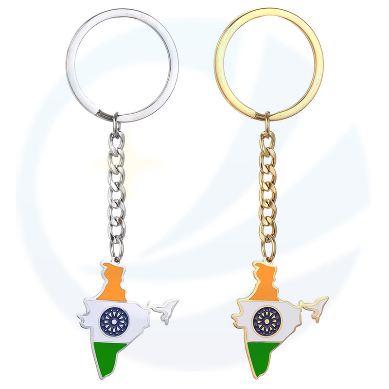 India Flag India Map Pendant Metal Rubber PVC Key Chain Punjabi Keyring