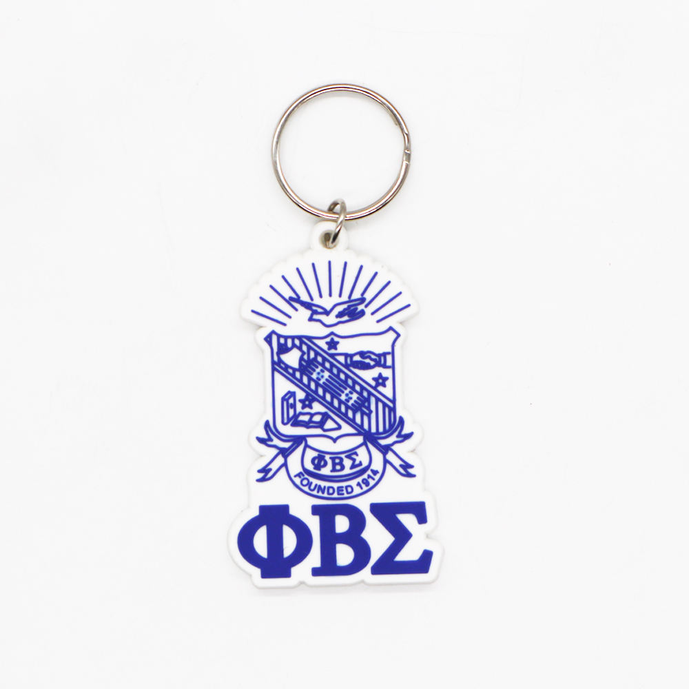 OES Star Greek Letters PVC Keychain White Sorority Fraternity Gifts Rubber Key Chain