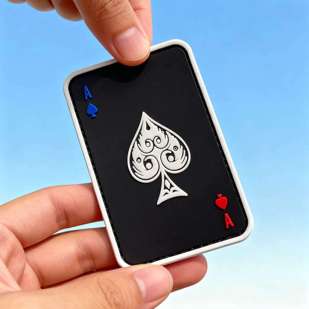 The Ace of Patches Spades PVC Patch Custom Soft Rubber Spade Ace Emblem High Quality Durable PVC Patch for Clothing Bags Accessories