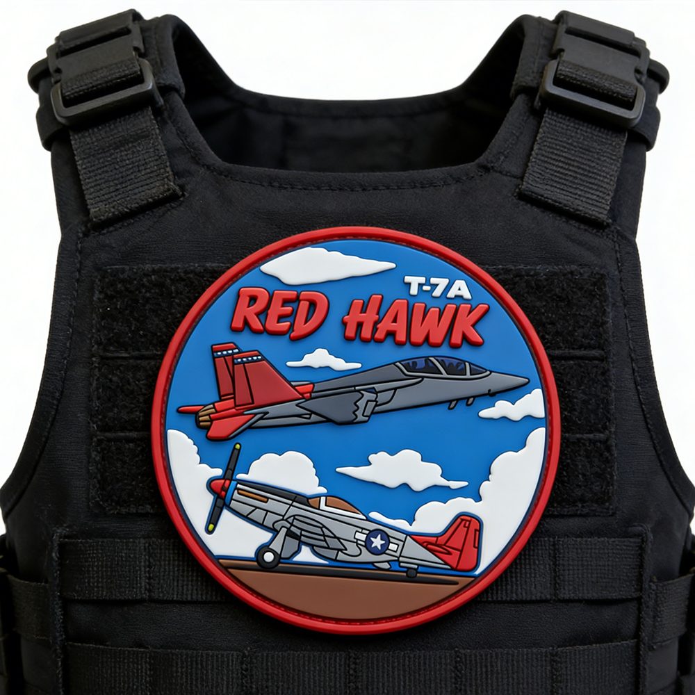 Custom United States T-7A Red Hawk Aircraft PVC Patch Vibrant Soft Rubber Aviation Badge for Clothing Backpacks Accessories