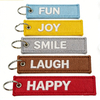 Custom Logo Personalized Embroidered Keyrings with Stylish Fabric Woven Keychain Design