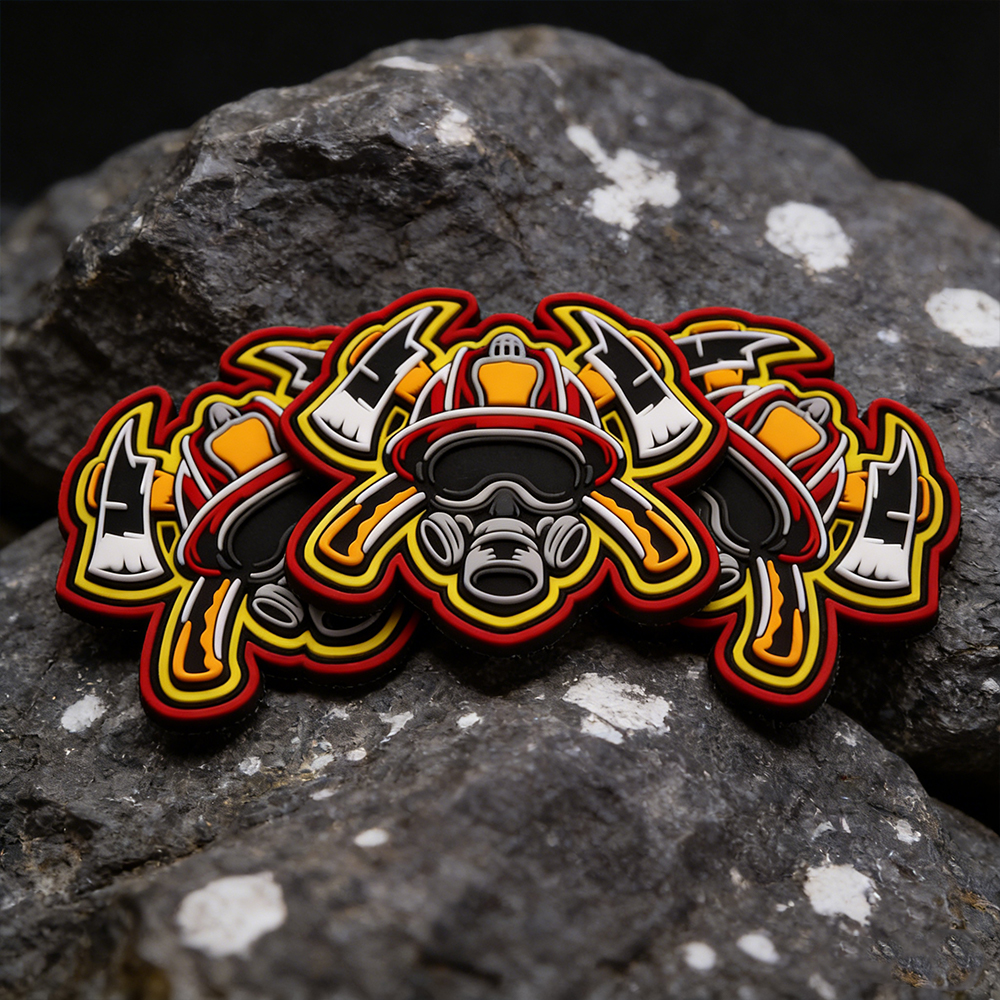 Custom Firefighter 3D PVC Rubber Patch High Detail Firefighter Badge Soft Rubber Patch for Apparel Equipment Accessories