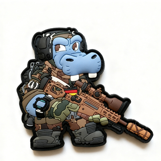 Moral Patches Bundeswehr Hippo PVC Patch Custom Soft Rubber Hippo Emblem Funny PVC Badge for Clothing Bags Accessories