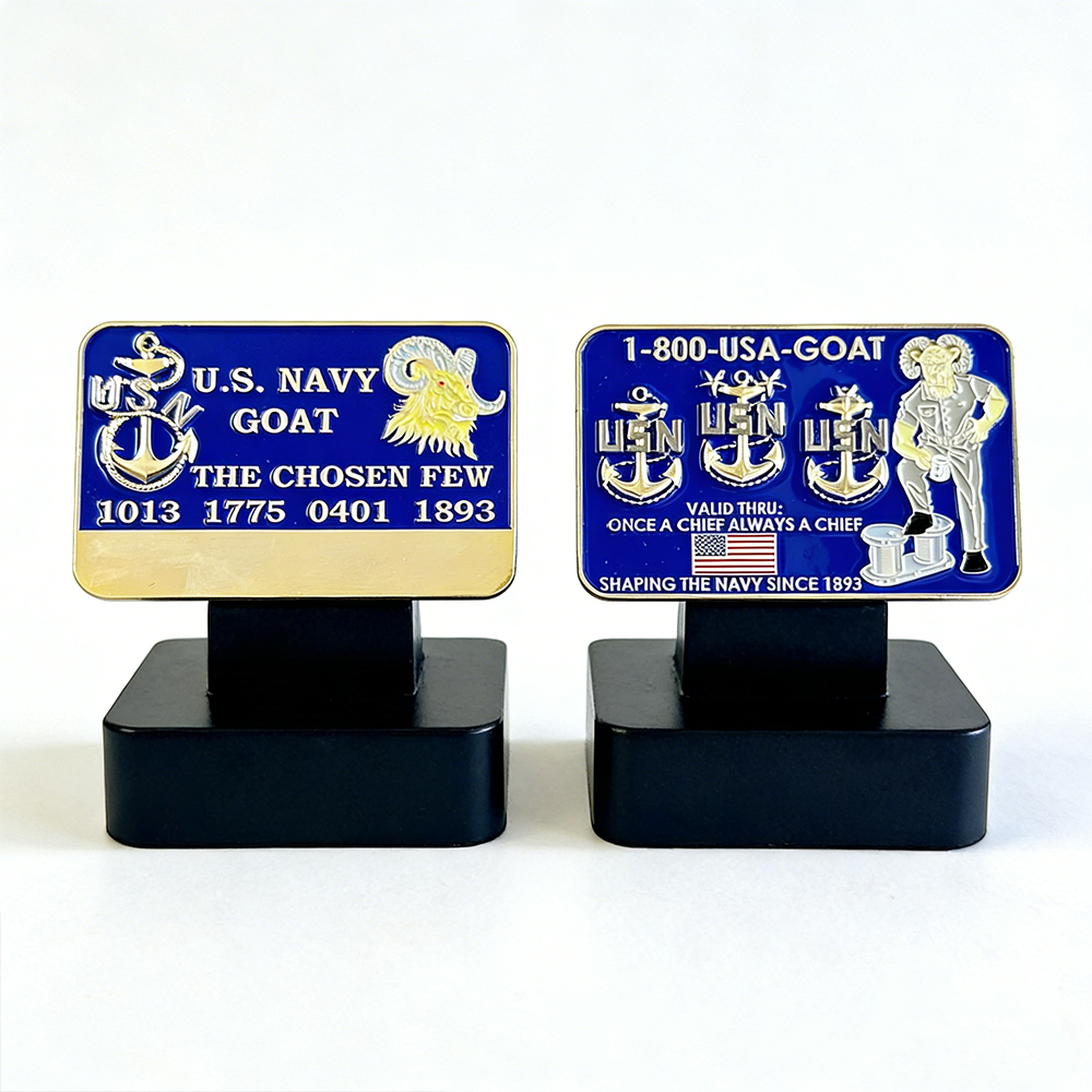 Personalized Credit Card Style Metal Coin for U.S. Navy Chief Petty Officer Class Custom Commemorative Coin