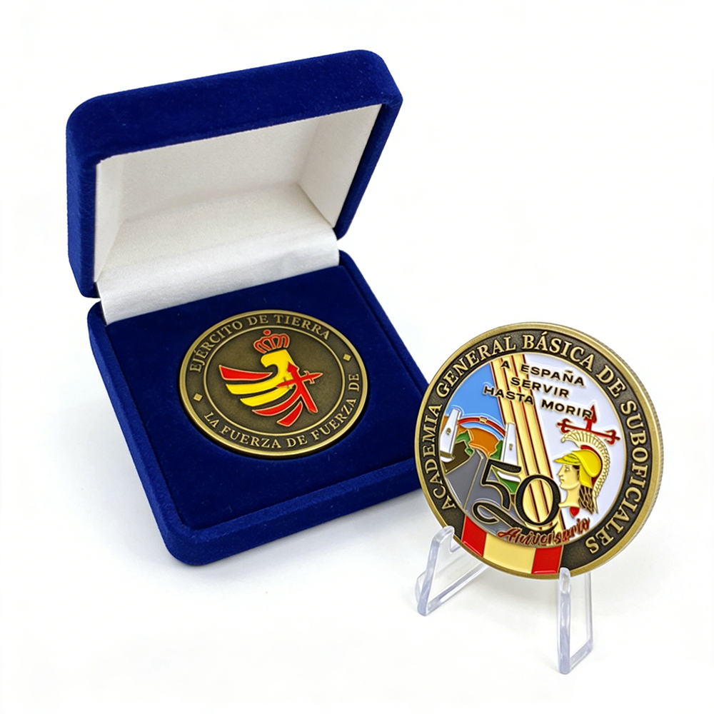 Custom Spain Military Police Commemorative Challenge Coin Zinc Alloy Enamel OEM