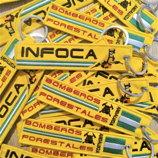 High Quality Spain Police Embroidery Key Tag Custom Fabric Keychain Wholesale OEM
