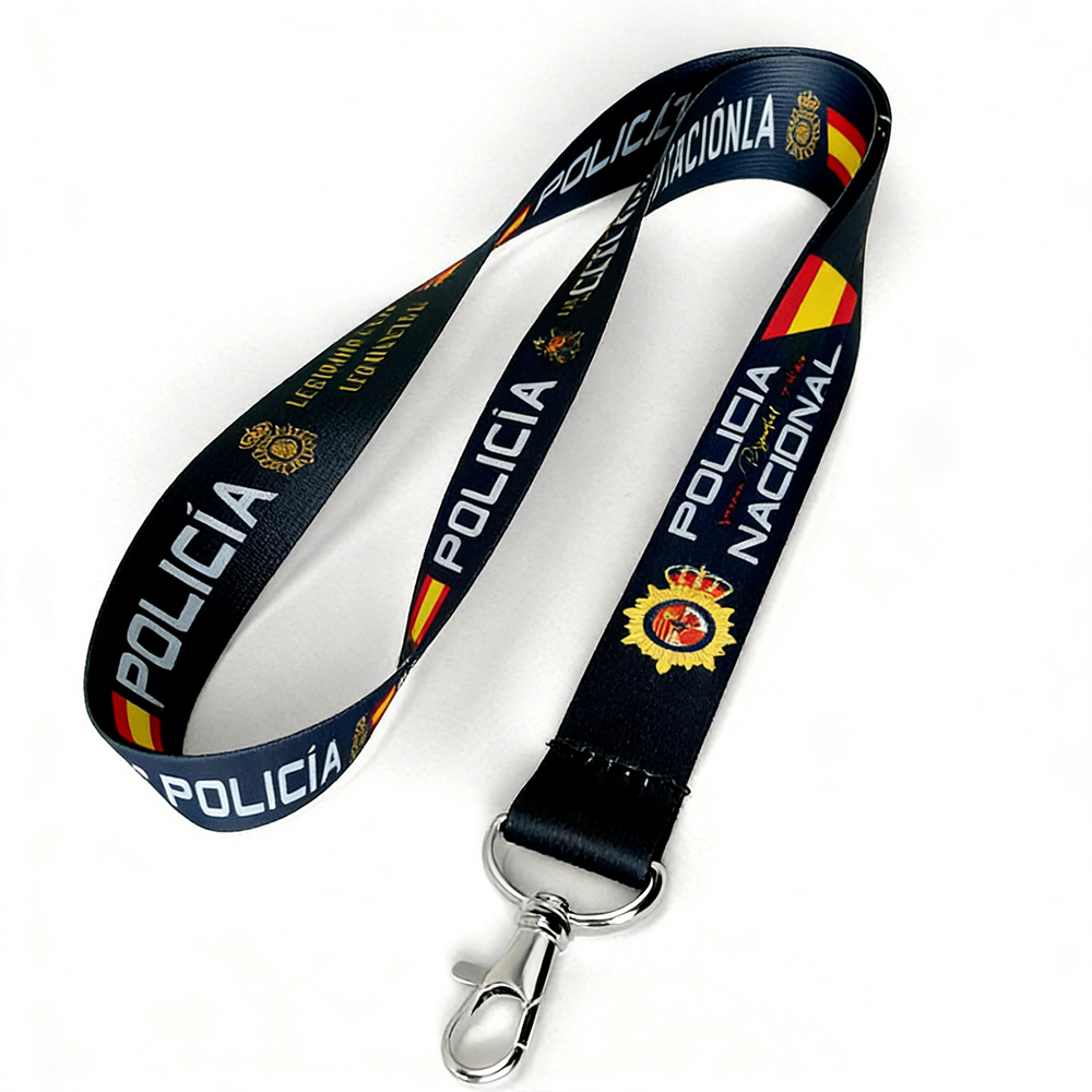 Spanish National Police Custom Lanyard with Logo for ID Card and Keychain Uniform Use