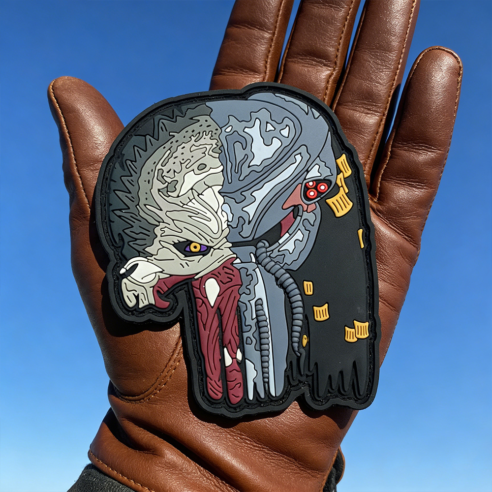 Alien Predator Punisher Mashup PVC Patch Custom Soft Rubber Morale Patch High Detail PVC Emblem for Gear Bags and Collectors