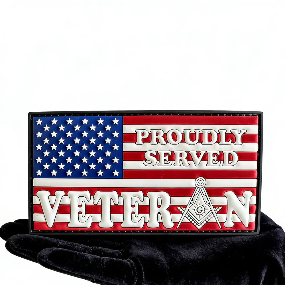 Patriotic Masonic Veteran PVC Patch Custom Morale Patch Soft Rubber Emblem for Hats Bags Jackets