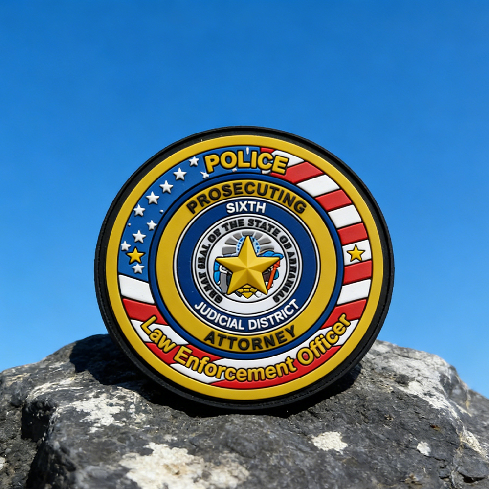 United States Circular PVC Patch Custom Law Theme Emblem Durable Soft Rubber Patch for Jackets Bags Collectibles