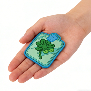 Lucky Seven Leaf Clover PVC Morale Patch Custom Soft Rubber Patch Green Clover Symbol Patch for Bags Hats Jackets
