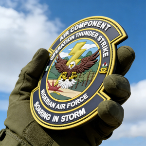 Nigeria Aviation Theme PVC Patch Thunder Strike Design 3D Soft Rubber Regional Emblem for Gear Bags and Collectors