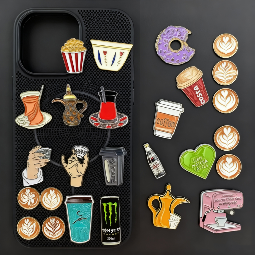 Custom Phone Sticker Metal Badges MATCHA Metal Lapel Pin for Mobile Phone