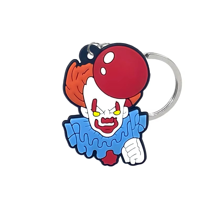 Factory Direct Customized Ready to Ship Wholesale Skeleton Key Ring 2D Rubber Key Chain Halloween Horror Movie Soft PVC Keychain