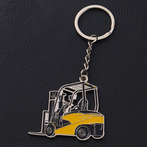 Customized Silver Plated Soft Enamel Logo 2D Metal Forklift Keychain
