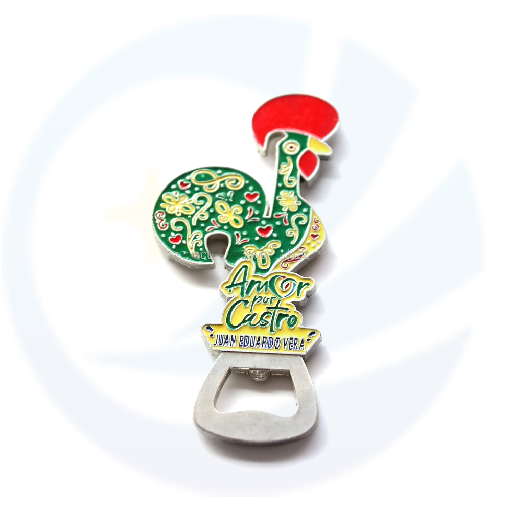 Wholesale Portugal cock tourist souvenirs enamel novelty baby fridge magnet bottle opener